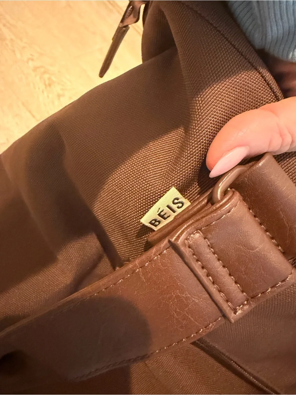 BEIS Brown Travel Briefcase with Adjustable Shoulder Strap
